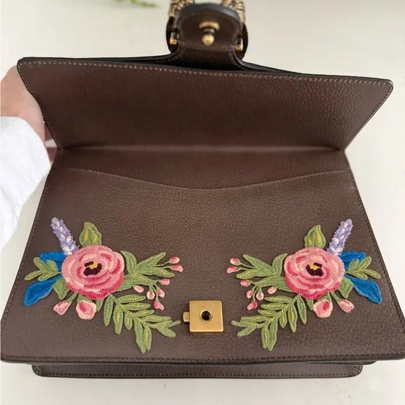 GUCCI Calfskin Web Owl Embroidered Medium Dionysus Shoulder Bag New Acero ~ NWT - Picture 5 of 16